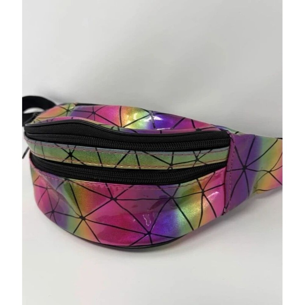 Rave Festival Luminous Fanny Pack Holographic Geometric Iridescent